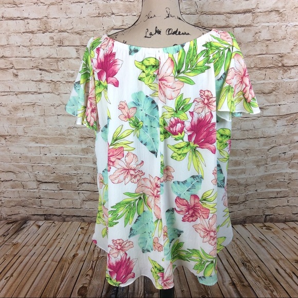 New Umgee Flutter Sleeve Floral Tunic Top Dress S - Picture 3 of 6